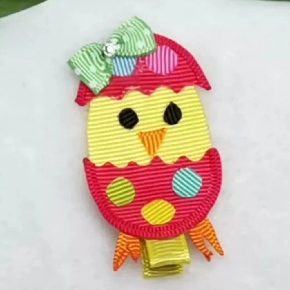 Easter Egg Chick Girls 2.5-Inch Hair Bow Clip